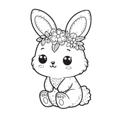 Vector illustration of cute bunny for coloring