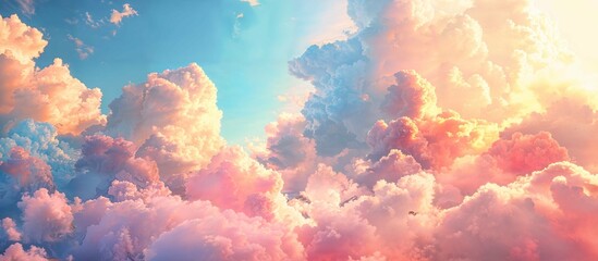 Pink Clouds and Blue Sky. Beautiful Sky and Cloud Formation. -- in the late afternoon
 - obrazy, fototapety, plakaty
