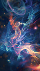 An abstract background featuring ethereal swirls of light with vivid colors that evoke feelings of wonder and creativity