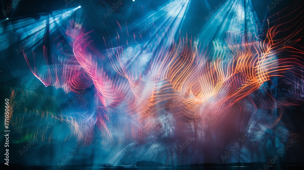 Poster artistic light shows professional captures of light shows and projections transforming the stage int