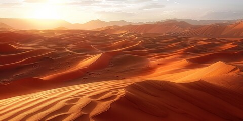  vast desert landscape with sand dunes stretching as far as the eye can see, , generated with AI