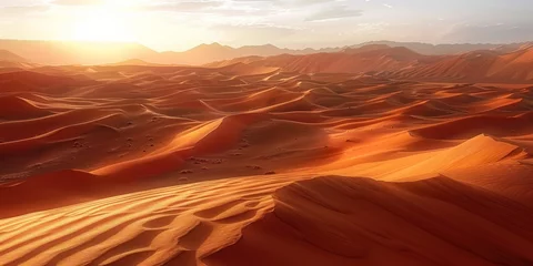 Foto auf Alu-Dibond  vast desert landscape with sand dunes stretching as far as the eye can see, , generated with AI © sch_ai