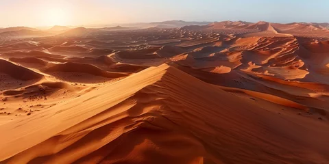 Tuinposter  vast desert landscape with sand dunes stretching as far as the eye can see, , generated with AI © sch_ai