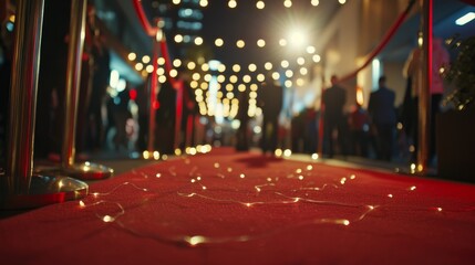 Grand Premiere Cinematic shots of the red carpet at a program or show premiere capturing the glamour and excitement of the event with celebrities an AI generated illustration