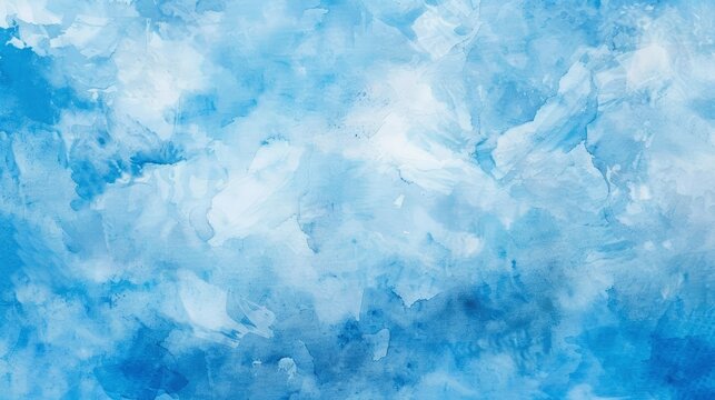 Blue sky watercolor background, texture paper - generative ai