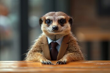 A serious meerkat that is a business consultant,generated with ai