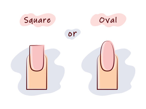 Nail shape square or oval benefits vector illustration