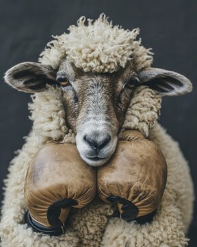 A sheep as a ufc fighter, photography,generated with ai