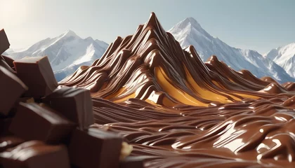 Fotobehang Chocolate and caramel mountains © Salwa
