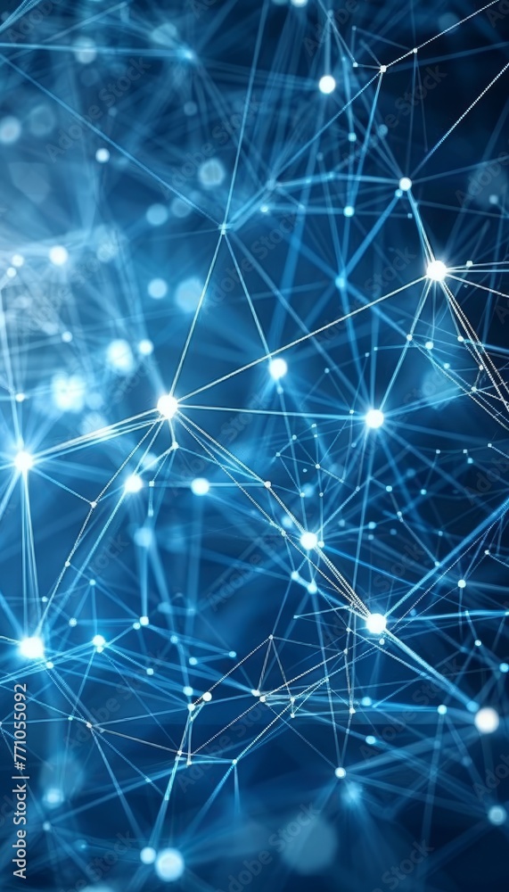 Poster interconnected stream of data particles symbolizing information technology networking