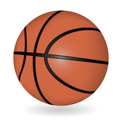 Realistic basketball ball isolated on white background. Vector illustration.