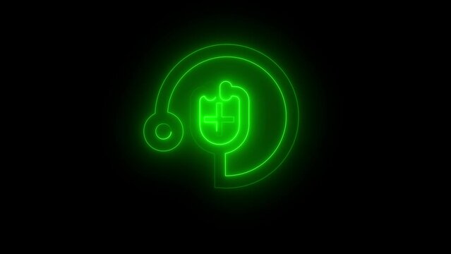 medical stethoscope neon glowing Icon Animation line
