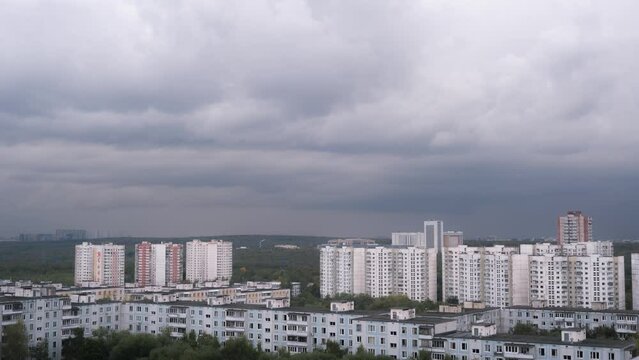Timelapse of rain approaching to the city