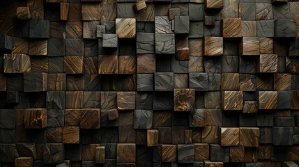 Brown wooden acoustic panels wall texture on a background of natural wood surface