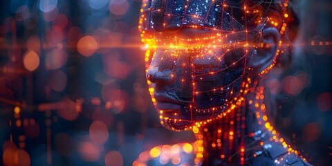 Controlling AI technology poses high legal and ethical risks in the online world. Concept AI Ethics, Legal Implications, Technology Risks, Online Regulation, Data Security - obrazy, fototapety, plakaty