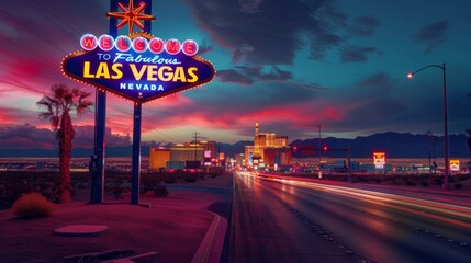 Welcome to fabulous las vegas sign on the left, generated with AI