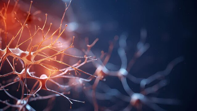Neurons brain cells. Network of neurons in human brain. Generative AI