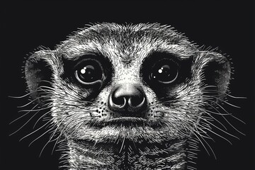 Suricata, front view, white and black style art, generated with ai - obrazy, fototapety, plakaty