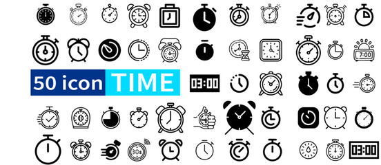 time icon set, gradient icons, sandglass timer isolated on white background. time management logo collection