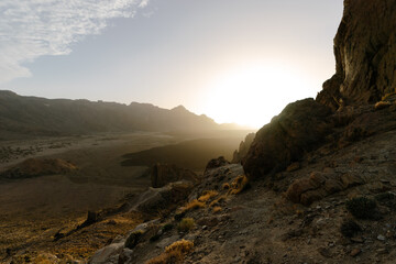 volcanic landscapes, mountains at sunset on the island of Tenerife