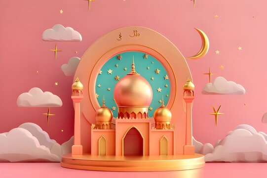 3D Ramadan Kareem Concept Illustration  pic beautiful ramzan pics





 