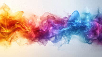 Colored smoke isolated on a white background, transitioning from yellow to blue - obrazy, fototapety, plakaty