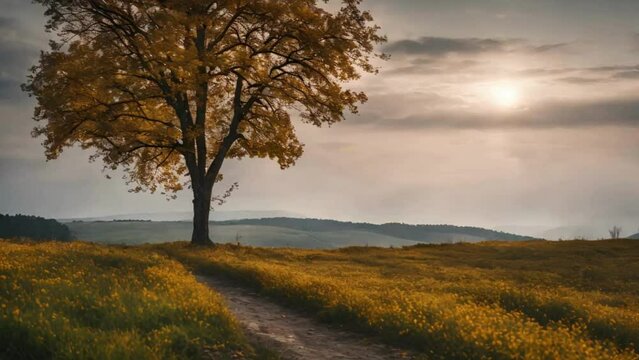 Landscape with tree natural elegance stunning landscape in every season nature landscape 4k HDR 