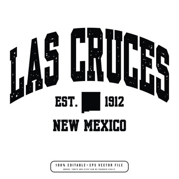 Las Cruces text effect vector. Editable college t-shirt design printable text effect vector