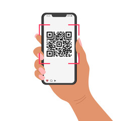 QR code mobile phone scan on screen. Business and technology concept. Illustration. Vector.