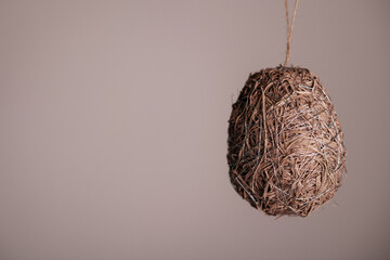 Rustic wicker ovals made from natural materials, suitable for holiday decoration or eco-friendly home decor.