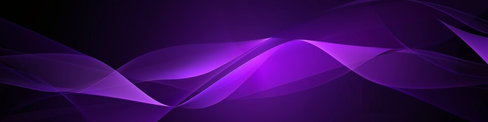 abstract purple curves and waves flowing on dark background in elegant gradient, dynamic wave design with smooth purple lines in modern abstract style