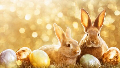 Fototapeta na wymiar happy easter background banner panorama greeting card colorful rabbits