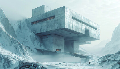 futuristic architecture in a science fiction landscape - obrazy, fototapety, plakaty
