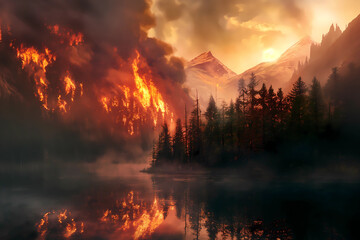 a forest fire destorying