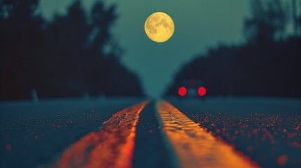 road with a view of the moon