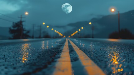 road with a view of the moon