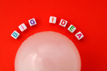 Fototapeta premium Big Idea, phrase on light bulb glass