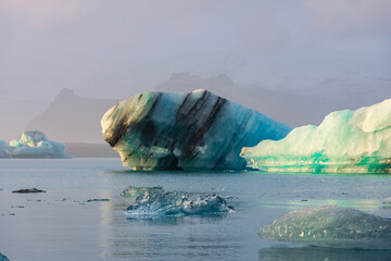 Beautiful landscape of the icebergs in the Glacier Lagoon,  Iceland