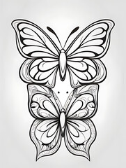 Butterflies white background Smoothly outline coloring page ai generated