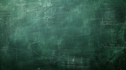 School green Chalkboard Texture with Chalk Smudges and Streaks. Empty blank Classroom Blackboard, Education Background Concept.