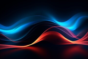 Dynamic Neon Waves: Liquid Abstract Holography on Dark Background for Banners, Wallpapers, and Covers