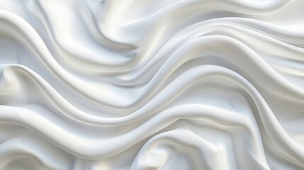 Closeup of white silk textured cloth background with soft rippled waves for elegant designs
