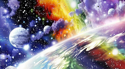 Quantum Quandary: Abstract Conceptual Art Depicting Quantum Mechanics and Parallel Realities, Using Abstract Shapes and Lines in Contrasting Colors