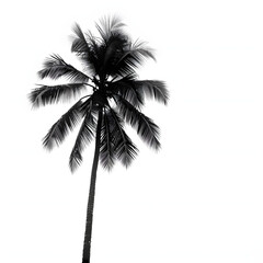 Fototapeta na wymiar Palm tree silhouette isolated on white background, photo, png 