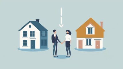 A real estate agent showing a couple two different properties representing potential options for division of assets in a property division negotiation.