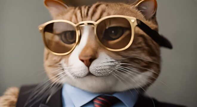 Stylish cat in sunglasses.