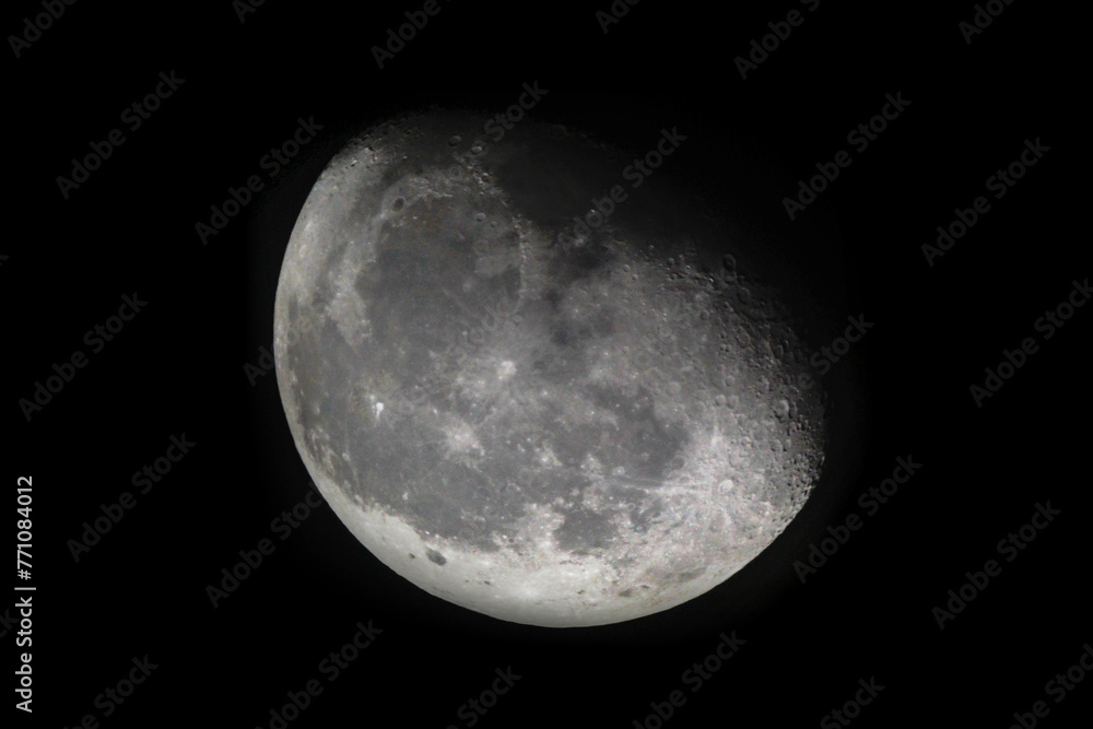 Wall mural the moon is 19 days old and is in the waning gibbous phase of its lunar cycle. it is 83% illuminated