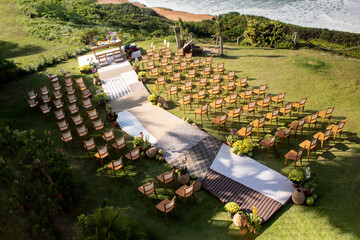 wedding backdrop, view from above, beach wedding, outdoor wedding, beach with palms, beach with trees