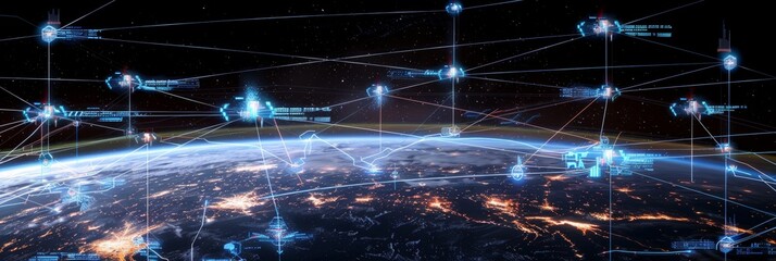 Earth encircled by perceptron network, showcasing innovative global connectivity