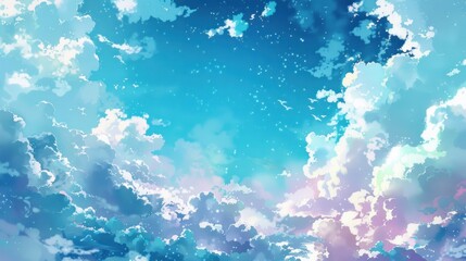 Beautiful Sky with blue and white clod fluffy on day landscape. AI generated image - obrazy, fototapety, plakaty